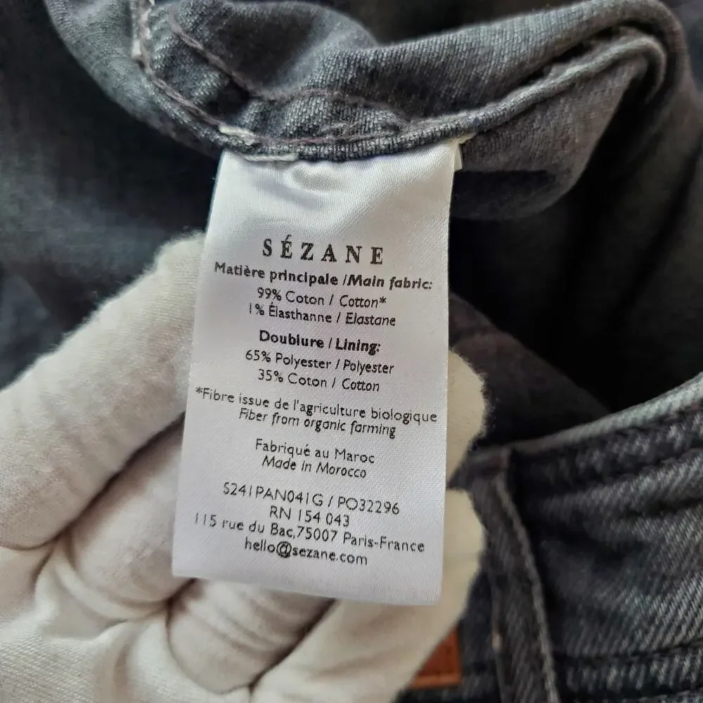 Sezane Le Crop Denim Wide Leg Crop Jeans High Waist Middle Grey Size 48 US 16 - Picture 9 of 10
